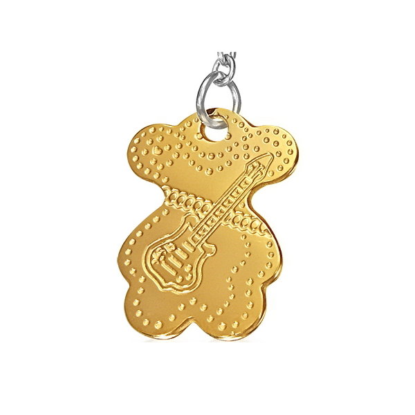 Cercei inox cu ursuleti aurii gvravati cu chitare [2]